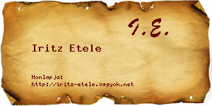 Iritz Etele névjegykártya
